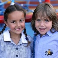 First day of school 2011. Gandel Besen House. Sienna Klooger, Ezra Liberman. Photo: Peter Haskin
