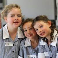 First day of school 2011. Gandel Besen House. From left: Olivia Marton, Jessica Block & Tia Rotstein. Photo: Peter Haskin