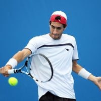 Australian Open 2011. Israeli Amir Weintraub in action during the qualifying rounds. Photo: Peter Haskin