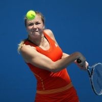 Australian Open 2011. Womens Qualifying. Israel's Julia Glushko in action. Photo: Peter Haskin