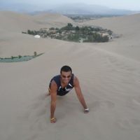 Lynette Kramer Halprin entered this photo of Daniel Halprin on the sand dunes at Huacachina, Peru in January 2011.
