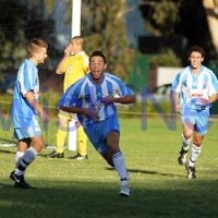 North Caulfield  V Peninsula Strikers. 17-4-11. Jubilation after  scoring a goal. Photo: Peter Haskin