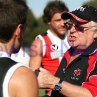 AJAX v Ormond. 30-4-11. Coach Bernie Sheehy at quarter time. Photo: Peter Haskin AJAX v Ormond. 30-4-11. Coach Bernie Sheehy at quarter time. Photo: Peter Haskin