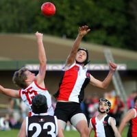 28-8-11. AJAX Under 12 Jets premiers 2011, defeating Mordialloc Braeside. Asher Berlinski. Photo: Peter Haskin 28-8-11. AJAX Under 12 Jets premiers 2011, defeating Mordialloc Braeside. Asher Berlinski. Photo: Peter Haskin