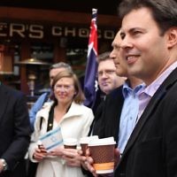 Say No to BDS 4-9-11. A hot chocolate at Max Brenner before the rally at the State Library Liberal MP, Josh Frydenberg. . Photo: Lochlan Tangas.