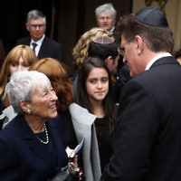 13-12-11. Memeorial service for former Australian Governer General, Sir Zelman Cowen. Held at Temple Beth Israel, Alma Rd., East St Kilda. Lady Anna Cowen with Victorian Premier Ted Bailieu. Photo copyright: AJN/Peter Haskin.