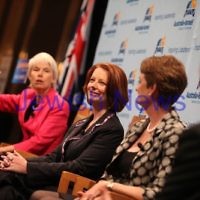 Prime minister Julia Gillard as part of a panel for the Australia Israel Chamber of Commerce in Sydney. Photo: Ingrid Shakenovsky Prime minister Julia Gillard as part of a panel for the Australia Israel Chamber of Commerce in Sydney. Photo: Ingrid Shakenovsky