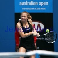 Australian Open 2012. Womens Qualifying round 1.  Julia Glushko from Israel during her 2 sets to 1 win over Japan's Rika Fujiwara. Photo: Peter Haskin