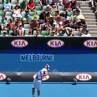 Australian Open Tennis 2012. Mens first round. Mardy Fish (USA) v Gilles Muller (LUX). Photo: Peter Haskin
