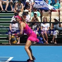 17-1-12. Australian Open 2012. Womens Round 1. Shahar Peer v Isabella Holland. Photo: Peter Haskin 17-1-12. Australian Open 2012. Womens Round 1. Shahar Peer v Isabella Holland. Photo: Peter Haskin