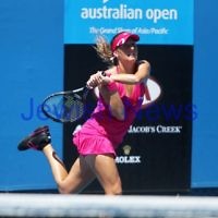 17-1-12. Australian Open 2012. Womens Round 1. Shahar Peer v Isabella Holland. Photo: Peter Haskin 17-1-12. Australian Open 2012. Womens Round 1. Shahar Peer v Isabella Holland. Photo: Peter Haskin