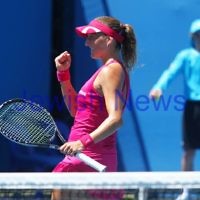 17-1-12. Australian Open 2012. Womens Round 1. Shahar Peer v Isabella Holland. Photo: Peter Haskin 17-1-12. Australian Open 2012. Womens Round 1. Shahar Peer v Isabella Holland. Photo: Peter Haskin