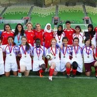 17-2-12. Girls with Heart exhibition match at AAMI Park. Photo: Peter Haskin