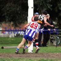 AJAX v Oakleigh. 26-5-12. Corey Janke snapping a goal. Photo: Peter Haskin AJAX v Oakleigh. 26-5-12. Corey Janke snapping a goal. Photo: Peter Haskin