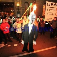 5-6-12. Anti Israel protest outside the Hotel Windsor, Melbourne at the annual ZCV Yom Ha atzmaut cocktail party. Photo: Peter Haskin