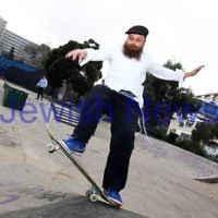 6-6-12. Rabbi and avid skate boader Dovid Tsap taking time out to practice a few moves at the Prahran skate park in Melbourne. Photo: Peter Haskin 6-6-12. Rabbi and avid skate boader Dovid Tsap taking time out to practice a few moves at the Prahran skate park in Melbourne. Photo: Peter Haskin