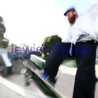 6-6-12. Rabbi and avid skate boader Dovid Tsap taking time out to practice a few moves at the Prahran skate park in Melbourne. Photo: Peter Haskin 6-6-12. Rabbi and avid skate boader Dovid Tsap taking time out to practice a few moves at the Prahran skate park in Melbourne. Photo: Peter Haskin