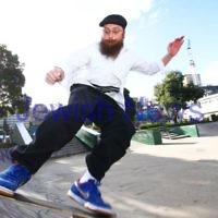 6-6-12. Rabbi and avid skate boader Dovid Tsap taking time out to practice a few moves at the Prahran skate park in Melbourne. Photo: Peter Haskin 6-6-12. Rabbi and avid skate boader Dovid Tsap taking time out to practice a few moves at the Prahran skate park in Melbourne. Photo: Peter Haskin