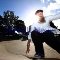 6-6-12. Rabbi and avid skate boader Dovid Tsap taking time out to practice a few moves at the Prahran skate park in Melbourne. Photo: Peter Haskin 6-6-12. Rabbi and avid skate boader Dovid Tsap taking time out to practice a few moves at the Prahran skate park in Melbourne. Photo: Peter Haskin