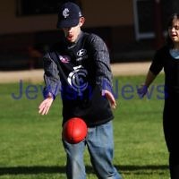 On Friday morning 15/6/2012 AJAX Football Club, represented by Warren Steinberg and Luke Jankie, responded to an invitation by Josh, one of the Access Inc. adults, to conduct a footy clinic at Caulfield Park. There were 10 Access adults with disabilities who walked with Luke and Wazza to Caulfield Park for a training session of kicking, marking, handballing and generally having fun outdoors with a footy. Photo: Peter Haskin On Friday morning 15/6/2012 AJAX Football Club, represented by Warren Steinberg and Luke Jankie, responded to an invitation by Josh, one of the Access Inc. adults, to conduct a footy clinic at Caulfield Park. There were 10 Access adults with disabilities who walked with Luke and Wazza to Caulfield Park for a training session of kicking, marking, handballing and generally having fun outdoors with a footy. Photo: Peter Haskin