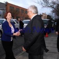 26-7-12. Holocaust Museum & Research Centre, Melbourne. FederaL Memeber for Melbourne Ports, Michael Danby greets Austrlian Prime Minister Julia Gillard as she arrives at the Jewish Holocaust Centre. Photo: Peter Haskin 26-7-12. Holocaust Museum & Research Centre, Melbourne. FederaL Memeber for Melbourne Ports, Michael Danby greets Austrlian Prime Minister Julia Gillard as she arrives at the Jewish Holocaust Centre. Photo: Peter Haskin