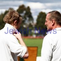 13-10-12. Maccabi Cricket v Powerhouse. Father and son. Dean (left) and Julian Weiner. Photo: Peter Haskin
