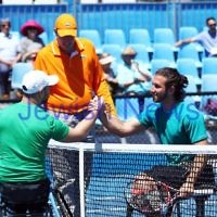 Australian Open 2013. Qtr finals, mens wheelchair. Adam Kellerman (AUS) (right) lost to Stefan Olsson (SWE) 6-4 6-3. Photo: Peter Haskin Australian Open 2013. Qtr finals, mens wheelchair. Adam Kellerman (AUS) (right) lost to Stefan Olsson (SWE) 6-4 6-3. Photo: Peter Haskin