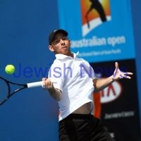 9-1-13. Australian Open Qualifiers. Dudi Sela def Sergio Gutierrez-Ferrol. 6-4, 4-1 (ret). Photo: Peter Haskin