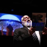 4-4-13. Yom Ha Shoah commemoration 2013. Remembering 70 years since the Warsaw Ghetto uprising. Robert Blackwood Hall, Monash University. Rabbi Philip Heilbrunn. Photo: Peter Haskin