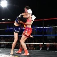5-10-13. Road to Rebellion 2. Muay Thai boxing at Power House, Albert Park. Tali Silberman (right) v Claire Foreman. Foreman defeats Silberman in unamimous points decision. Photo: Peter Haskin 5-10-13. Road to Rebellion 2. Muay Thai boxing at Power House, Albert Park. Tali Silberman (right) v Claire Foreman. Foreman defeats Silberman in unamimous points decision. Photo: Peter Haskin