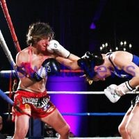 5-10-13. Road to Rebellion 2. Muay Thai boxing at Power House, Albert Park. Tali Silberman (left) v Claire Foreman. Foreman defeats Silberman in unamimous points decision. Photo: Peter Haskin 5-10-13. Road to Rebellion 2. Muay Thai boxing at Power House, Albert Park. Tali Silberman (left) v Claire Foreman. Foreman defeats Silberman in unamimous points decision. Photo: Peter Haskin