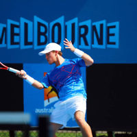 8-1-14. Australian Open Qualifying round 1. Diego Sebastian Schwartzman (ARG) lost to Ze Zhang (CHI) 7-6 4-6 6-8. Photo: Peter Haskin