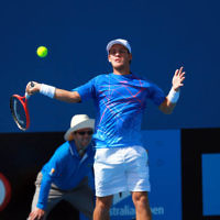 8-1-14. Australian Open Qualifying round 1. Diego Sebastian Schwartzman (ARG) lost to Ze Zhang (CHI) 7-6 4-6 6-8. Photo: Peter Haskin