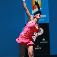 10-1-14. Australian Open Qualifying round 2, day 3. Madison  Brengle (USA) def Shelby Rogers (USA) 6-3 6-2. Photo: Peter Haskin