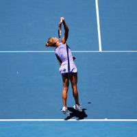 16-1-14. Australian Open. Womens singles, round 2. Camila Giorgi (ITA) lost to Alize Cornet (FRA) 3-6 6-4 4-6. Photo: Peter Haskin