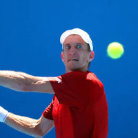 13-1-14. Australian Open. Round 1. Day 1. Dudi Sela (ISR) lost to Jarkko Niemimen (FIN) 6-3 6-7 7-6 6-3 6-3. Photo: Peter Haskin