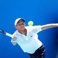 13-1-14. Australian Open. Round 1. Day 1. Dudi Sela (ISR) lost to Jarkko Niemimen (FIN) 6-3 6-7 7-6 6-3 6-3. Photo: Peter Haskin