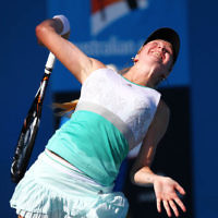 13-1-14. Australian Open.Womens Singles Round 1. Day 1. Julia Glushko (ISR) lost to Lucie Safarova (CZE) 5-7 6-3 1-6.  Photo: Peter Haskin
