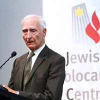 6-12-13. Jewish Holocaust Centre. 75th anniversary of William Cooper march to Germany Embassy in melbourne to present petition against Kristalnacht. Cooper's grandson, Alfred "uncle Boydie" Turner speaking at the JHC. Photo: Peter Haskin