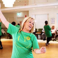 17-11-13. Mitzvah Day 2013. ZOOZ Israeli dancing entertaining residents at Gary Smorgon House. Photo: Peter Haskin