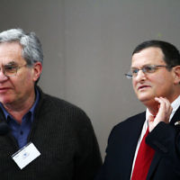 24-11-13. ECAJ Annual Conference. Beth Weizmann. Robert Cussel (left), Israeli Ambassador, Shmuel Ben Shmuel. Photo: Peter Haskin