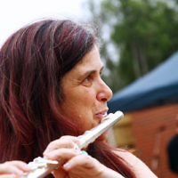 8-12-13. Habayit. Israeli Festival at Beth Weizmann. Playing the flute. Photo: Peter Haskin