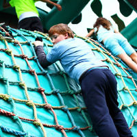 8-12-13. Habayit. Israeli Festival at Beth Weizmann. Climbing rope wall. Photo: Peter Haskin