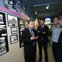 Israeli Ambassador Yuval Rotem guiding a small group through the Melbourne Holocaust Museum. photo: peter haskin