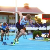 4-4-14. Australian Athletics Championships. Lakeside Stadium, Albert Park. Steve Solomon, 400m semi final. Photo: Peter Haskin