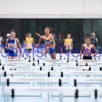 16-2-14. Victorian Junior Athletics Championships. Lakeside Stadium. Women U 18 100m hurdles. Photo: Peter Haskin