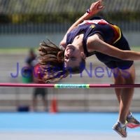 16-2-14. Victorian Junior Athletics Championships. Lakeside Stadium. Women's high jump. Photo: Peter Haskin