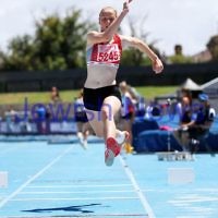 16-2-14. Victorian Junior Athletics Championships. Women U 15 Triple Jump. Lakeside Stadium. Photo: Peter Haskin