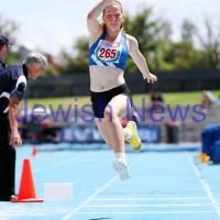 16-2-14. 2014 Victorian Junior Athletics Championships. Lakeside Stadium. Piper Montag on her way to winning the U 15 Women's Triple Jump. Photo: Peter Haskin