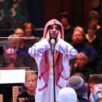 15-6-14. Temple Beth Israel. Sacred Music Concert - An Interfaith Celebration. Abdul Aziz, call to prayer. Photo: Peter Haskin
